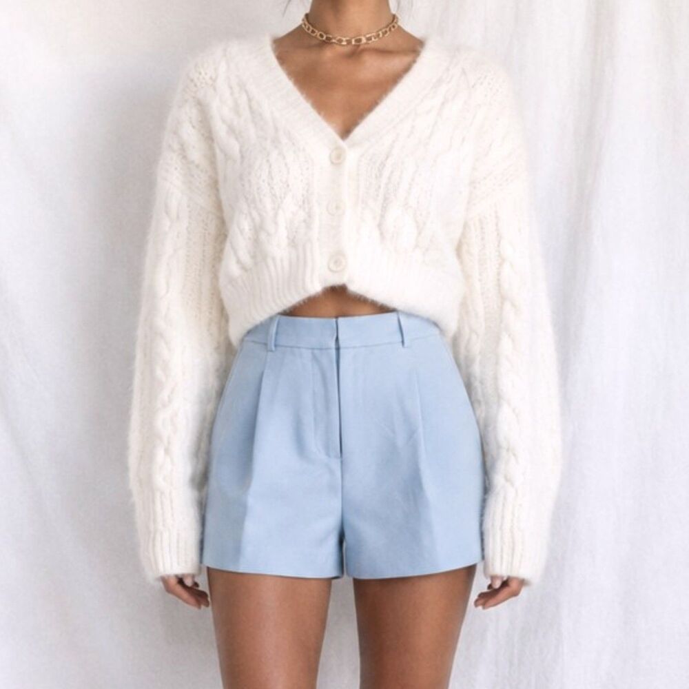 Vintage Y2K 90s Pastel Baby Blue High Waisted Pleated Casual Shorts Size XS/S